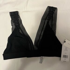 Black sheer and lace place bra